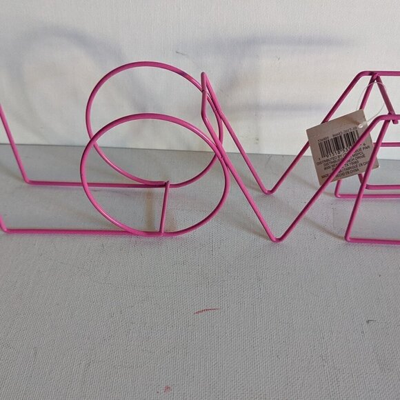 NWT Pink Wire 3D 'Love' Retro Sign Modern MCM 1970's Deco Summer Home Decor NEW - Picture 2 of 6